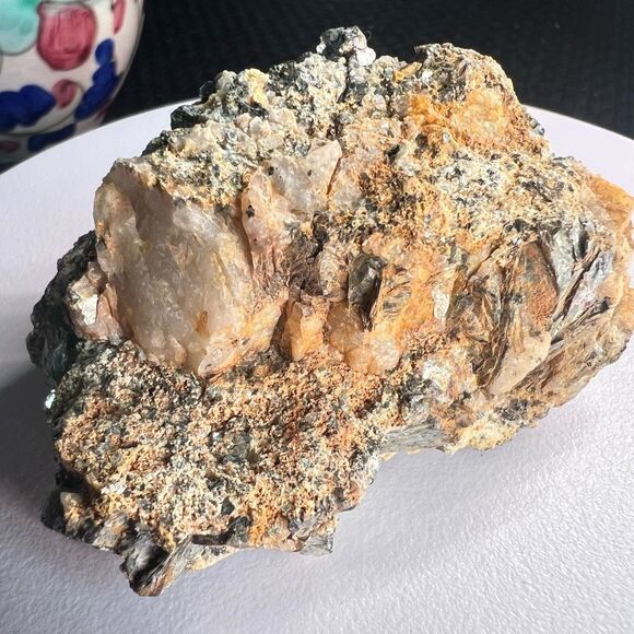 Natural Yellow Tourmaline Specimen with Mica Flake Mineral - Picture 7 of 14